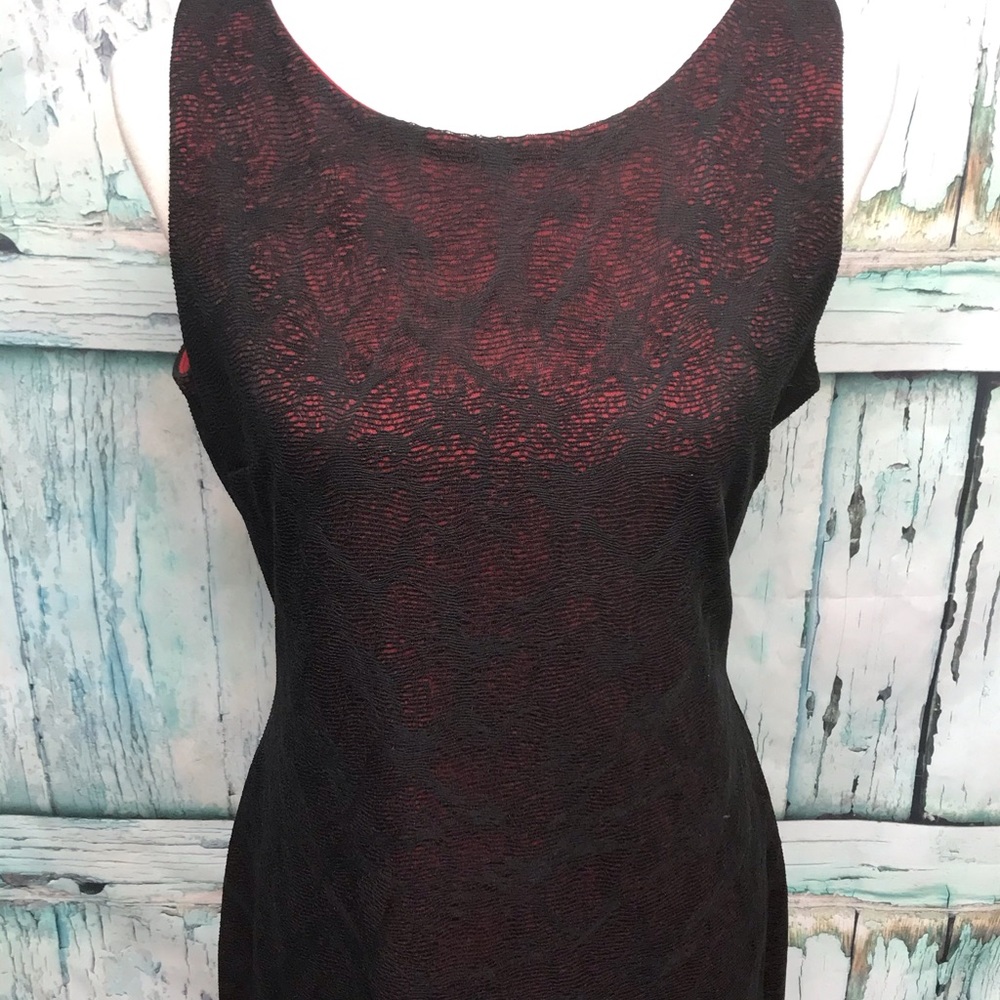 Black & Red Lace Overlay Dress
